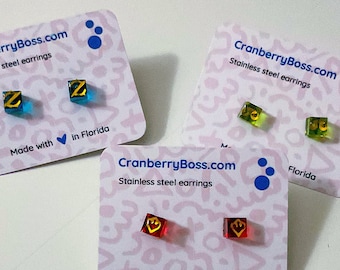 FFXIV job stud earrings: Reaper, white mage, all thru Endwalker