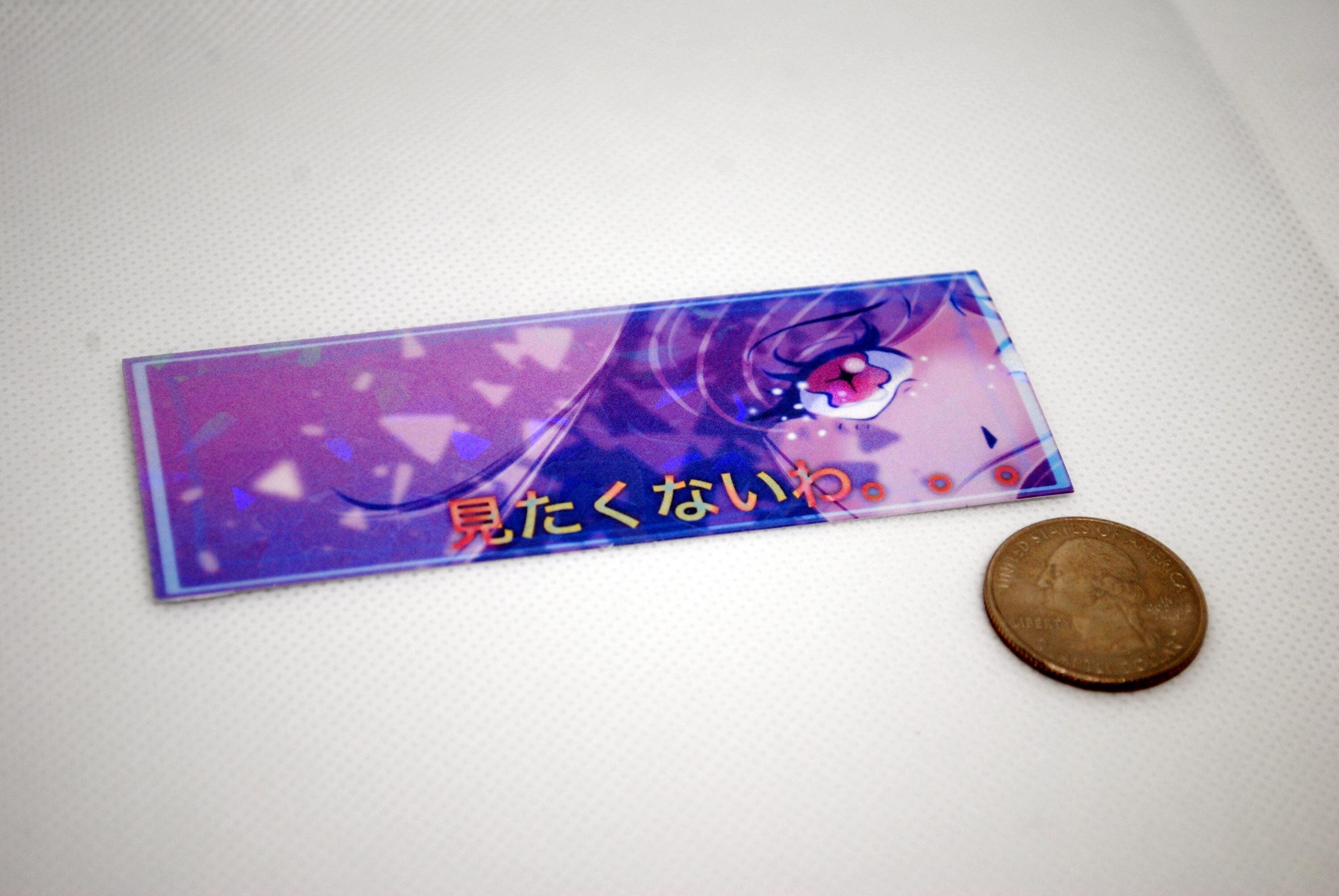 Vaporwave sticker: Holographic anime girl Synthwave aesthetic with text
