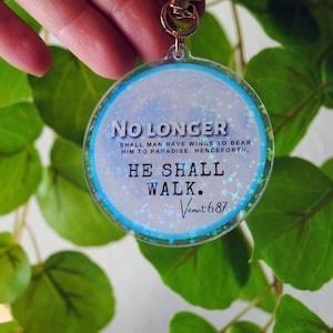 FF14 keychain with Venat quote from Endwalker: Henceforth he shall walk