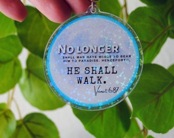 FF14 keychain with Venat quote from Endwalker: Henceforth he shall walk