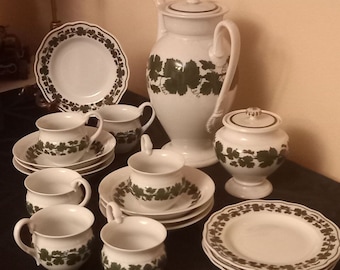 Service à café Meissen | Collection Lierre vert | Ensemble vintage