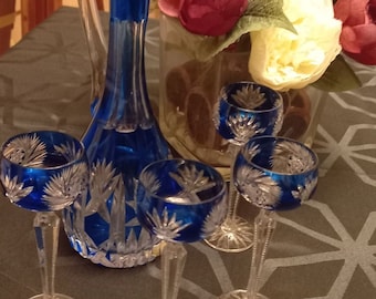 Vintage 7 Piece Pyrex Anchor Hocking Cobalt Blue Glass Baking Set