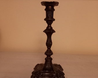 Tapered Colonial Era Style Candleholder | Vintage Brass | Candlestick Holder