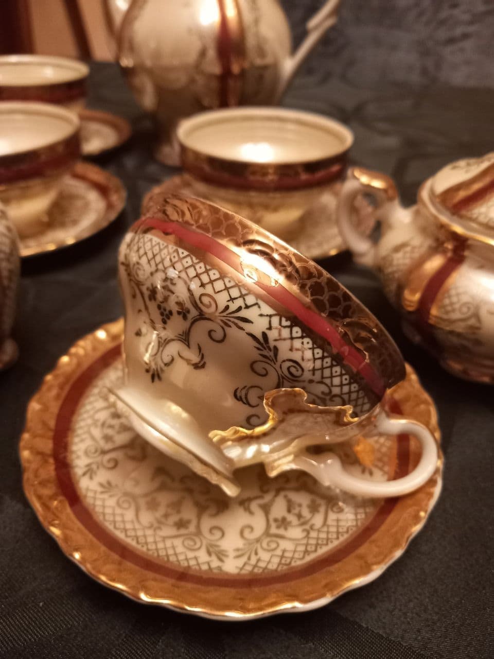 Fine Bavaria Porcelain Tea Set Vintage Austrian Porcelain Gilded Gold ...