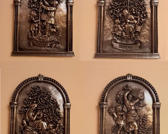 Conjunto de placas Four Seasons / Decoración de pared vintage / Decoración de estaciones