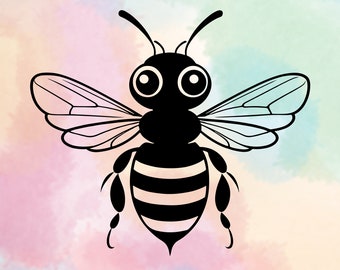 Cute bumble bee clipart illustration svg file digital download.