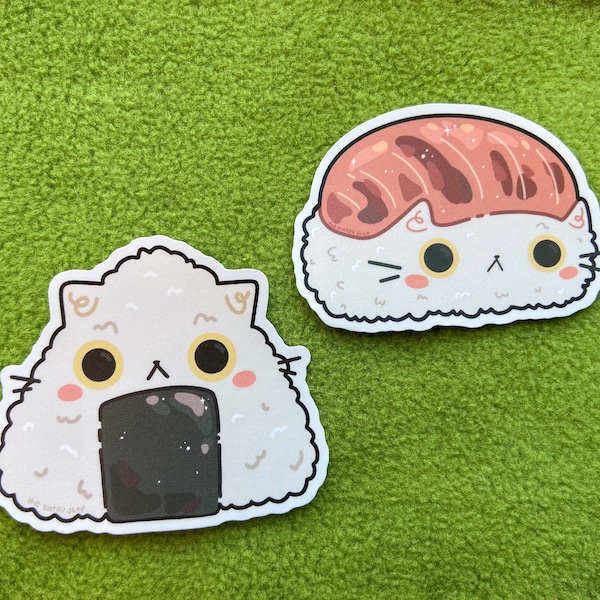 Sushi Cat Sticker Set | Onigiri Cat Sticker | Matte Vinyl Stickers | Cute Cat Stickers | Laptop Stickers | Hydroflask Sticker | Sticker Pack