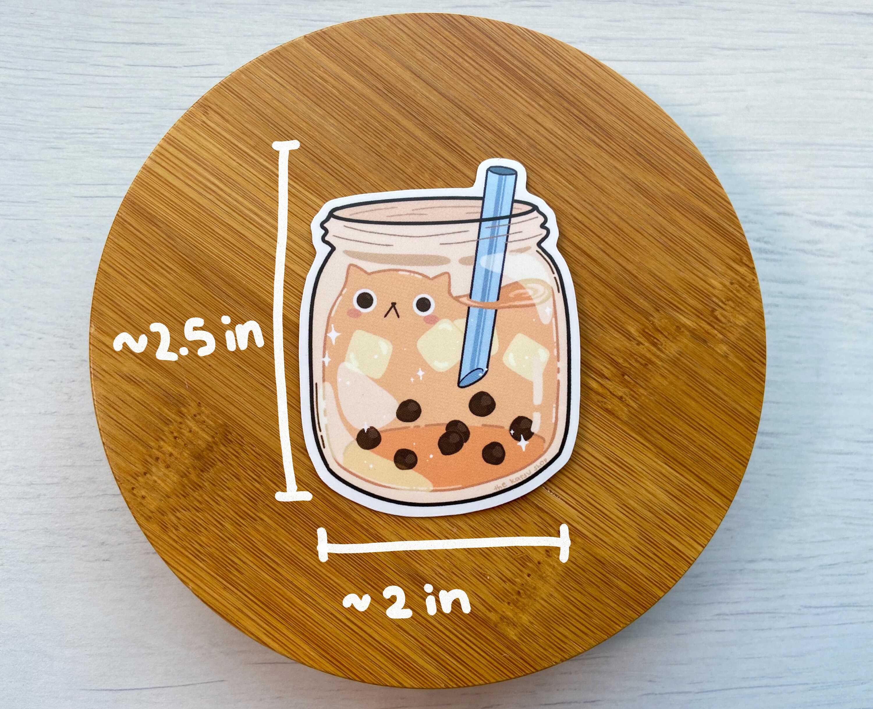 Boba Cat Sticker Matte Waterproof Vinyl Stickers Bubble - Etsy