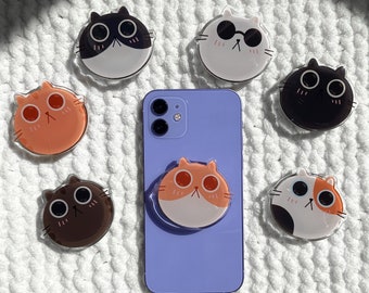 Cute Cat Phone Grip | Cat Phone Griptok | Griptok Phone Accessory | Acrylic Phone Grip | Cute Phone Stand