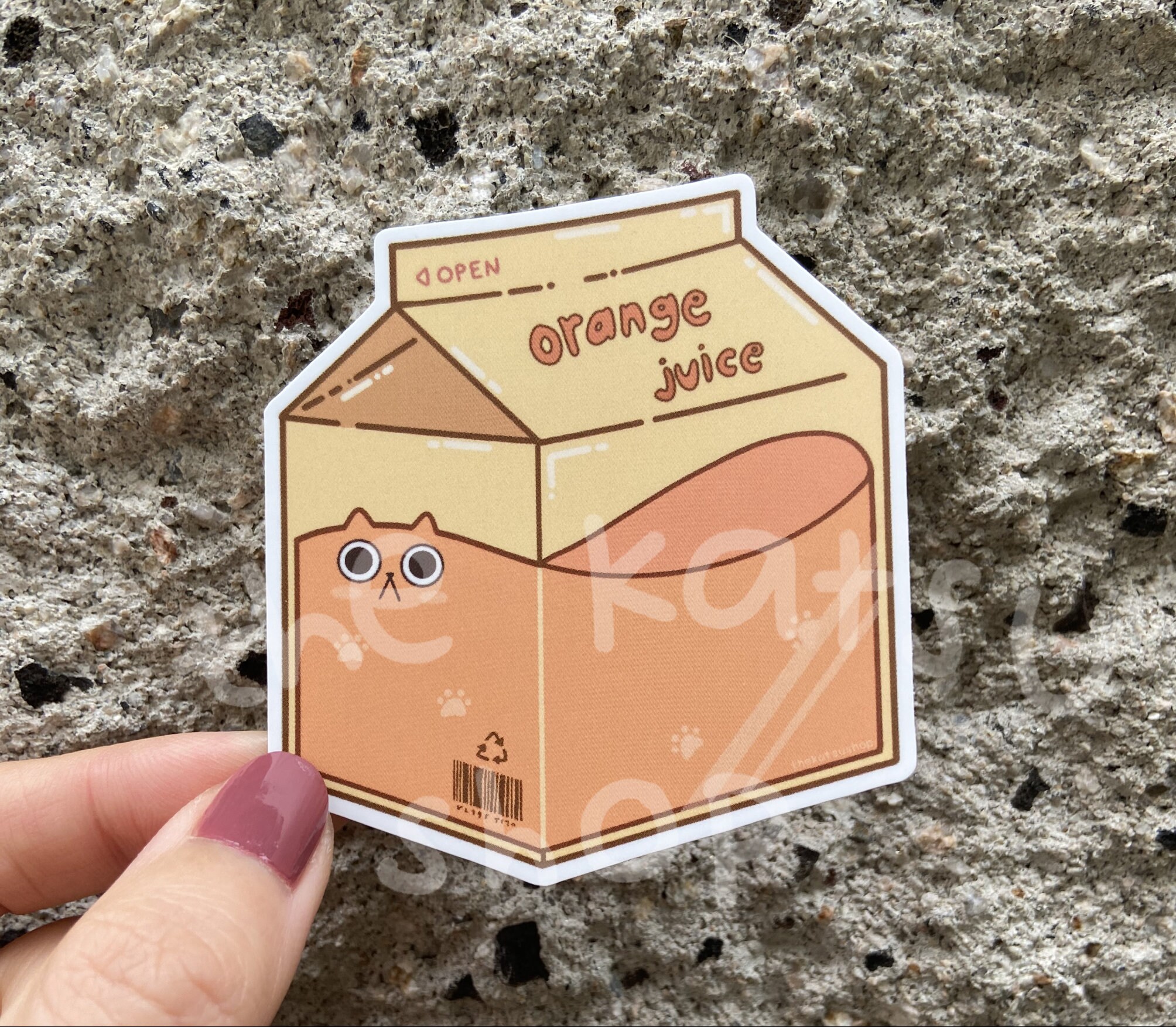 Orange Cat Sticker | Waterproof Matte Vinyl Sticker | Orange Juice ...
