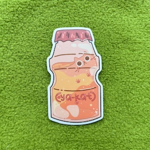 Yakult Cat Sticker | Matte Waterproof Vinyl Stickers | Asian Drink Sticker | Korean Drink Sticker | Laptop Decals | Kawaii Stickers