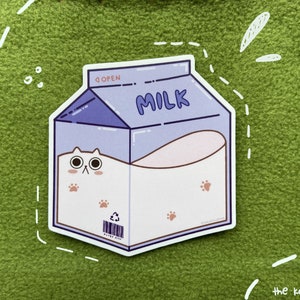 Milk Carton Cat Sticker | Waterproof Matte Vinyl Stickers | Milk Cat Stickers | Milk Carton Stickers | Planner Stickers | Laptop Stickers