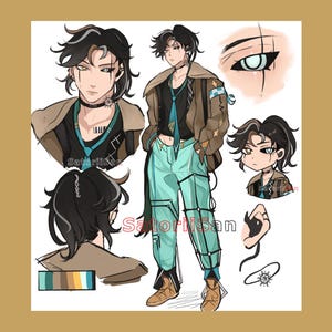 Fiche de référence de personnage d'anime personnalisé : commande art numérique