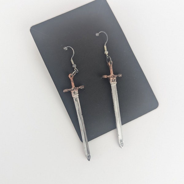 Handmade Resin Rapier Sword Dangle Earrings