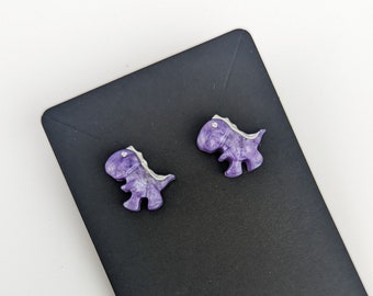 Handmade Resin Rex the Dinosaur 3D Stud Earrings