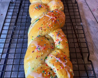 Sweet Glazed Easter Bread with Holiday Sprinkles