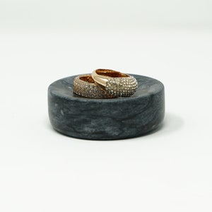 Mini Ring Dish Natural Marble Jewelry Dish Engagement Ring Holder Minimal Design Black