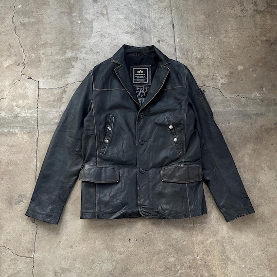 ALPHA INDUSTRIES レザー ジャケット Alpha industries leather jacket - Gem
