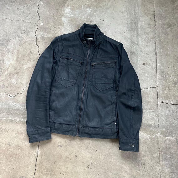 G Star Raw Originals Denim Timor Biker Overshirt Jacket Full
