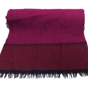 YVES SAINT LAURENT Vintage Wool Scarf Black Pink Red Purple