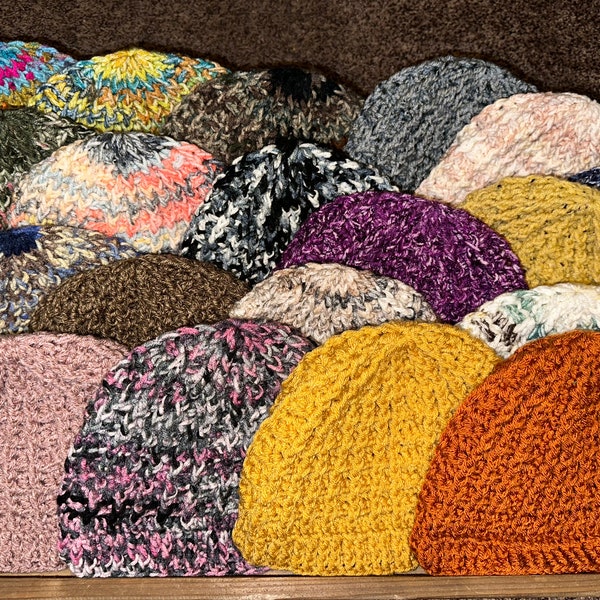 CROCHET WAFFLE HAT, Unisex, Textured Crocheted Beanie, Handmade gift Variegated Design