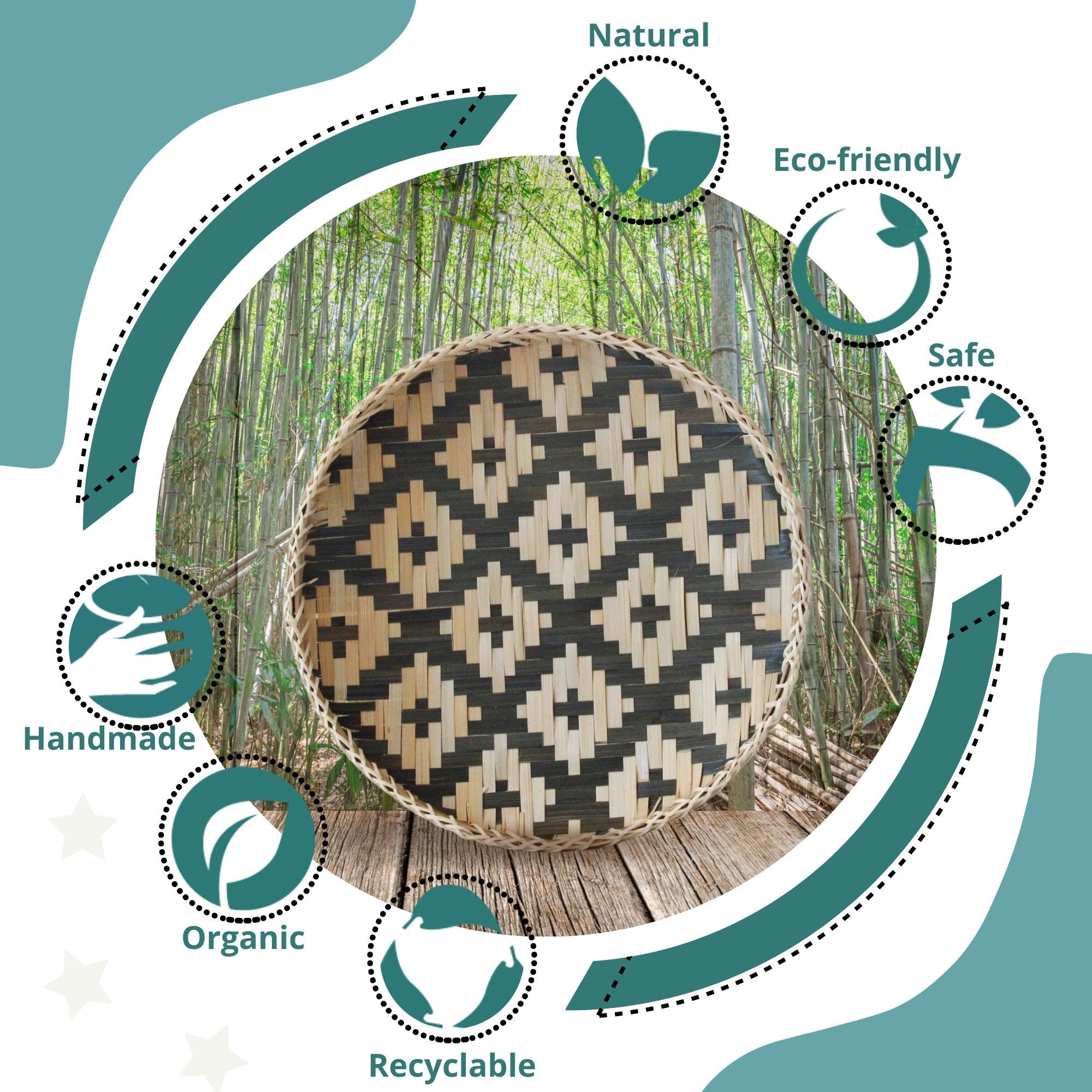 Bamboo Woven Wall Basket Decor Unique Natural Hanging Boho Etsy