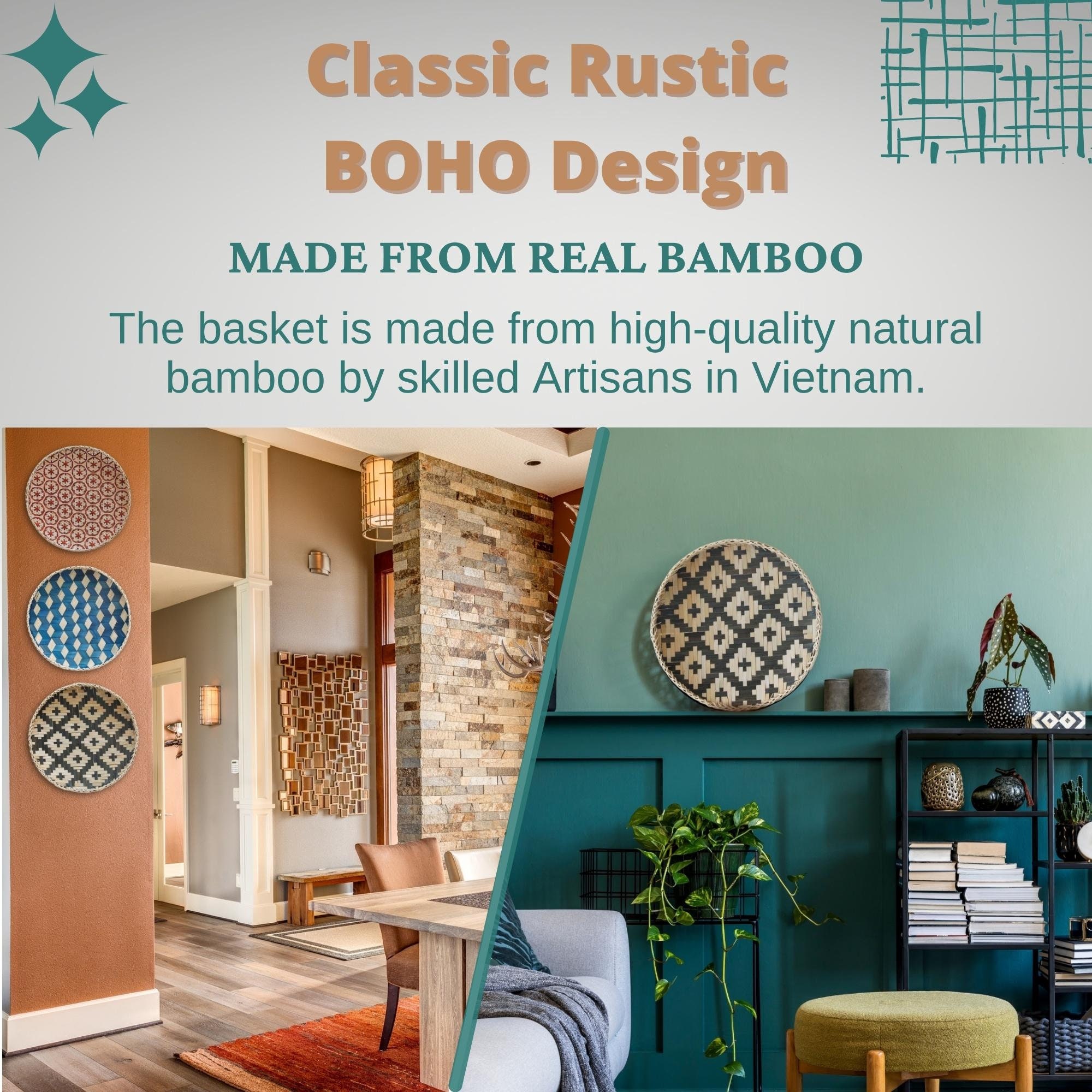 Bamboo Woven Wall Basket Decor Unique Natural Hanging Boho Etsy