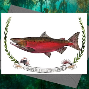 SOFORTIGER DOWNLOAD, Lachs Karte, Lachs hat mir gesagt, dass es dein Geburtstag ist, Chinook Lachs, Lachsfischen