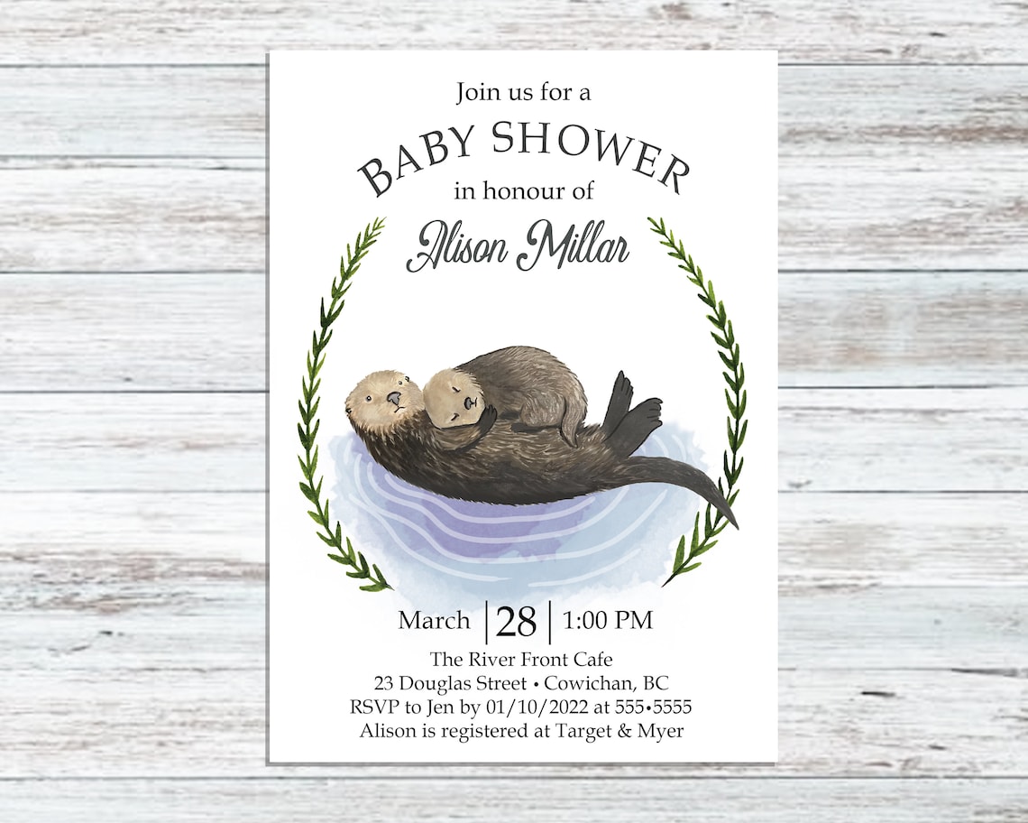 CUSTOM SHOWER INVITATION Otter Invitation Baby Shower Party