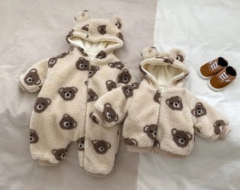 Matching Baby Bear Fleece coat and pram suit