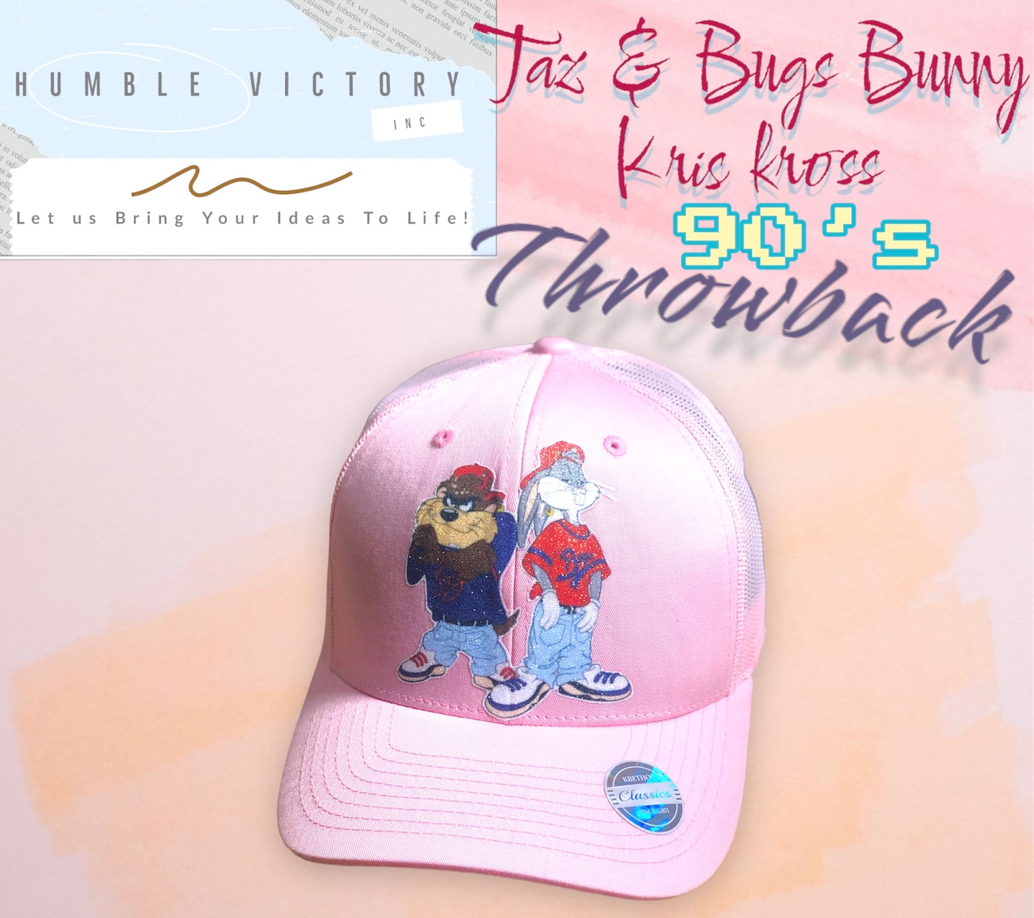 Taz & Bugs Bunny 90s Throwback Vintage HTV Glitter Cap Hat mesh Back - Etsy