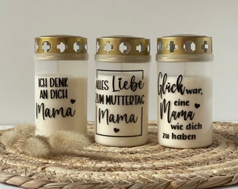 Grabkerze Muttertag Besonderes Grablicht Individuelle Grabkerze Mama Trauergeschenk personalisiert