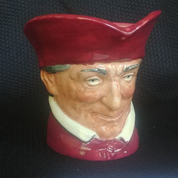 Vintage Royal Doulton Porcelain 3.5" Cardinal Toby Jug Character Mug Creamer Pitcher