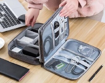 Travel Tech Organizer - Store Your Cables, Tech Accessories, Phone Case, Gadgets Holder. Carry-On Cord Keeper, Cable Organizer.