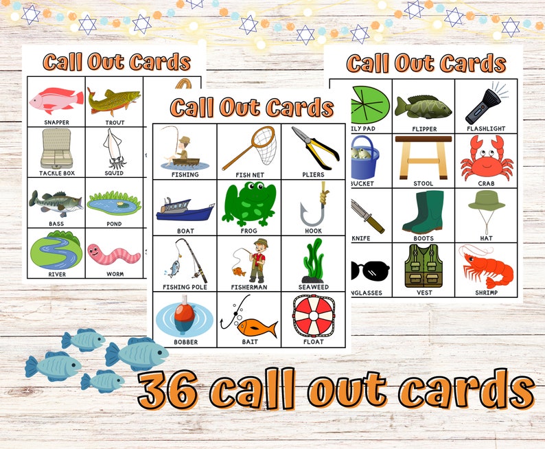 Fishing Bingo Cards Instant Download Fishing Bingo Games - Etsy
