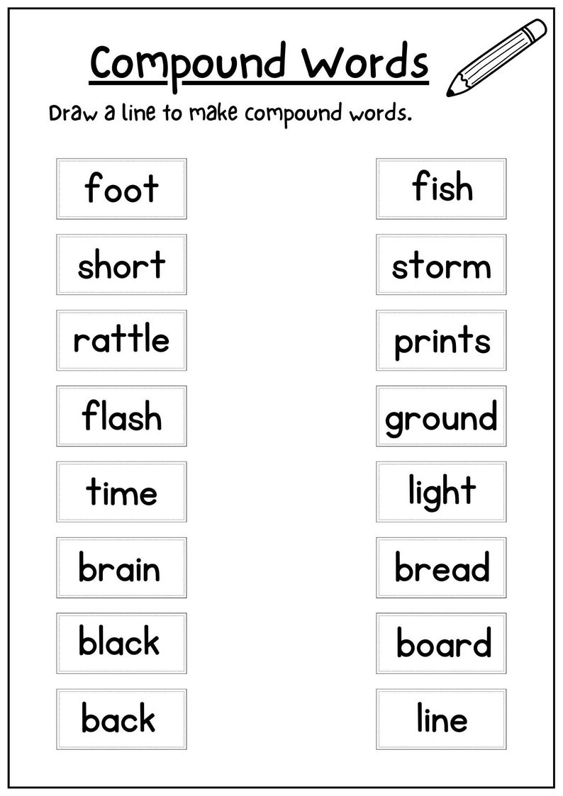 Printable Compound Word Worksheets, Compound Words Worksheet, Phonics ...