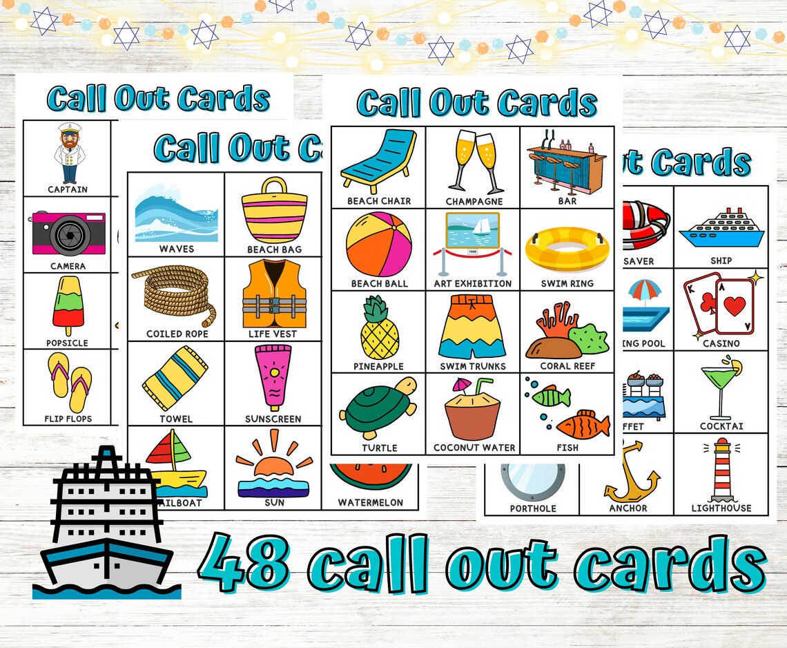 Cruise Bingo Cards Instant Download, Travel Party Bingo, Cruise Ship ...