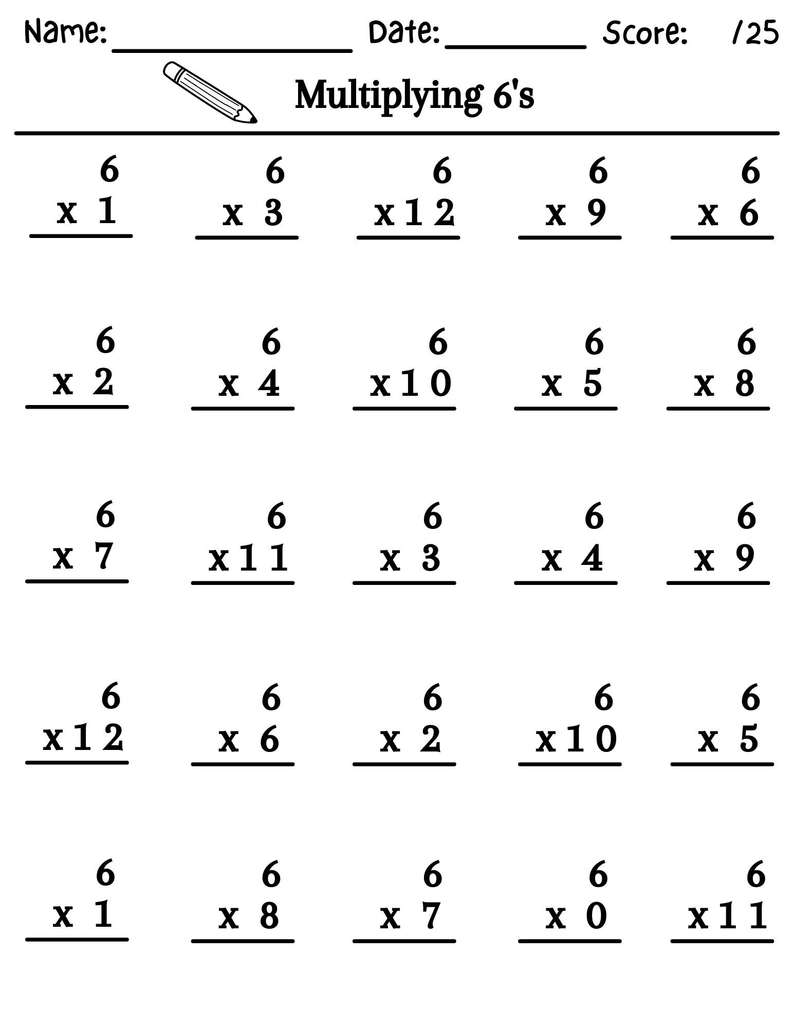 12 Printable Multiplying Practice Worksheets, Printable Multiplication
