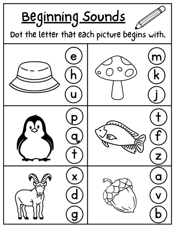 Beginning sound worksheets alphabet worksheet letter sounds - etsy sweden