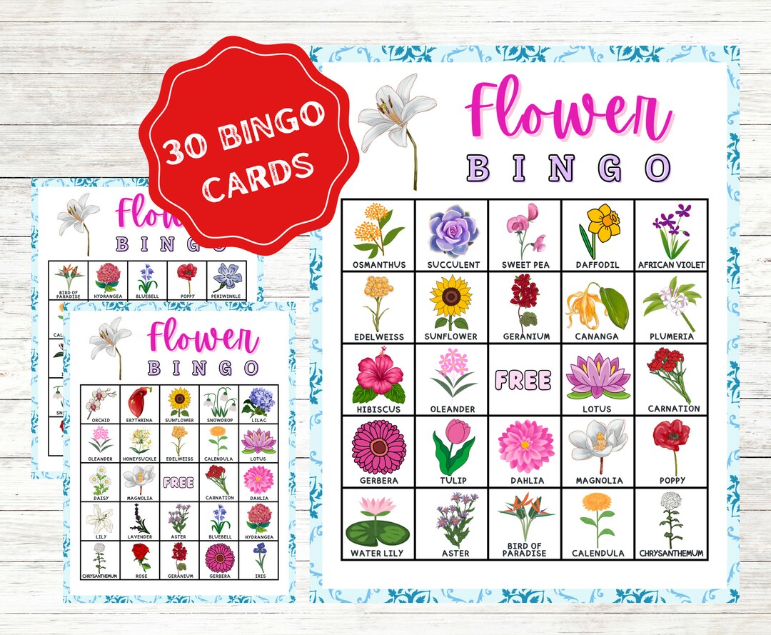 Flower Bingo Cards Instant Download Printable Plant Bingo - Etsy