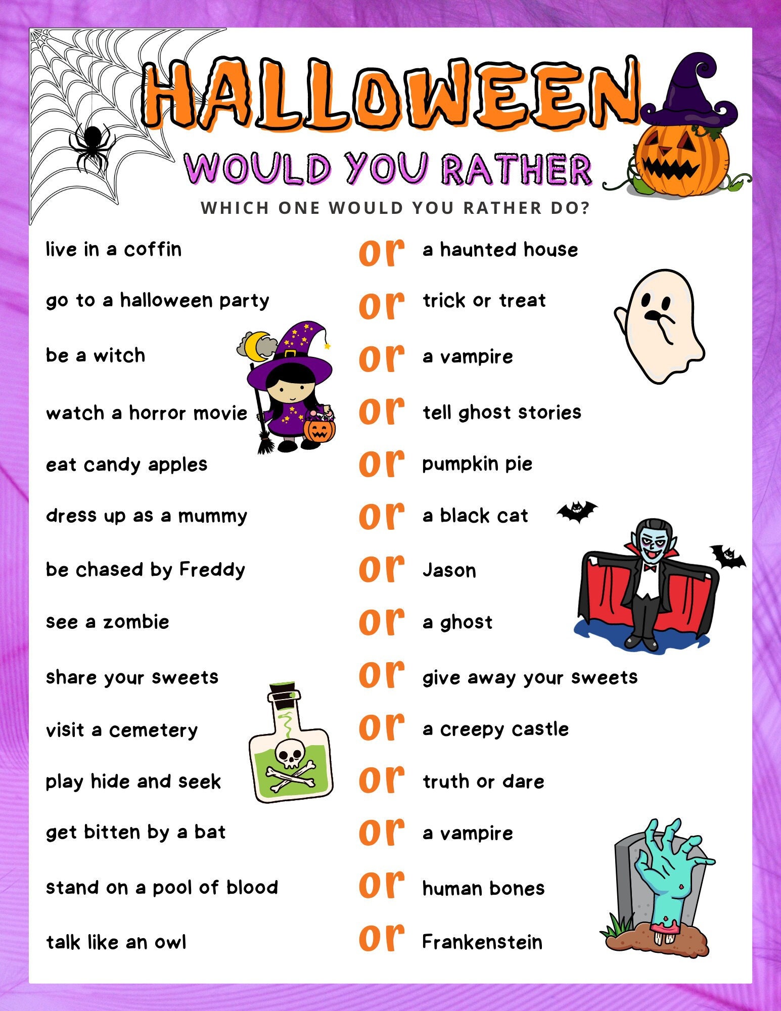 125 Halloween Would You Rather Questions {Free Printable}