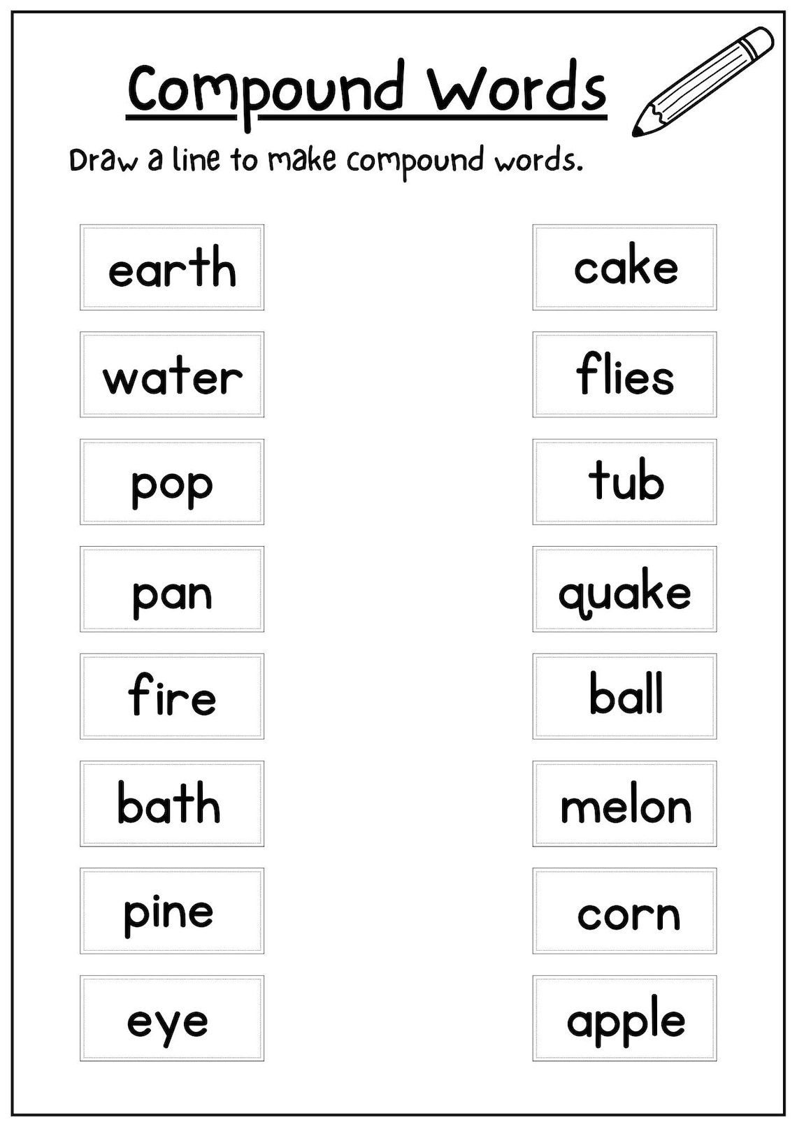 Printable Compound Word Worksheets, Compound Words Worksheet, Phonics