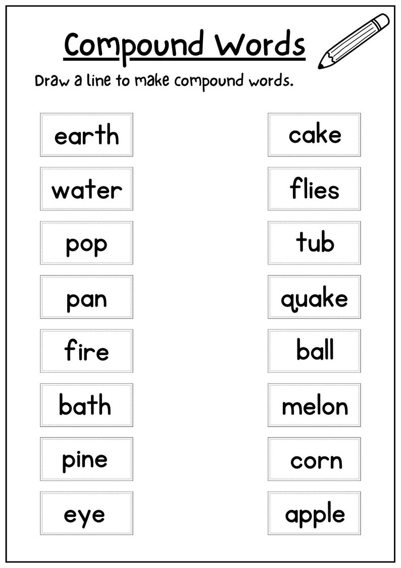 Printable Compound Word Worksheets, Compound Words Worksheet, Phonics
