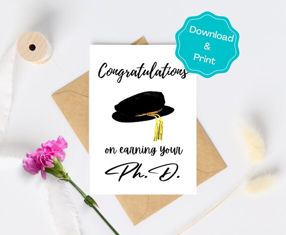 Phd Graduation Card Printable Doctorate Graduation Card - Etsy Hong Kong