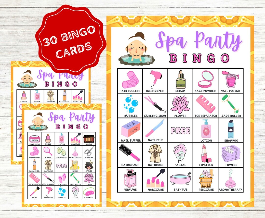 Spa Party Bingo Cards Spa Party Printable Bingo Game Beauty - Etsy