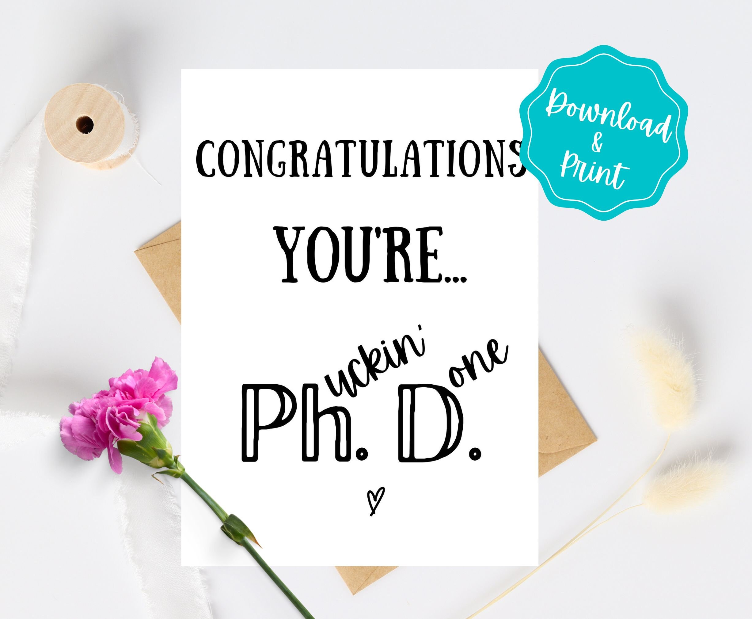 Phd Graduation Card Printable, Doctorate Graduation Card Instant ...