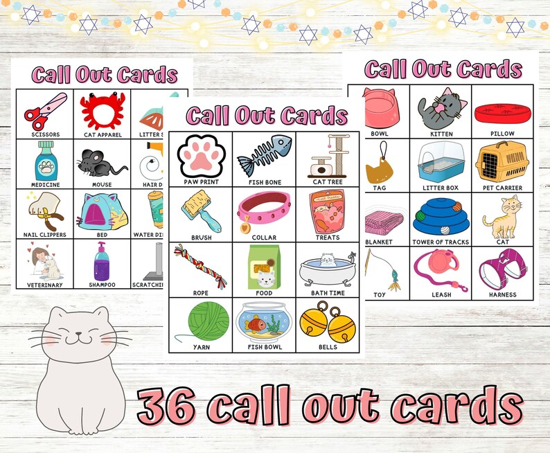 Cat Bingo Cards Instant Download Printable Cat Bingo Game - Etsy