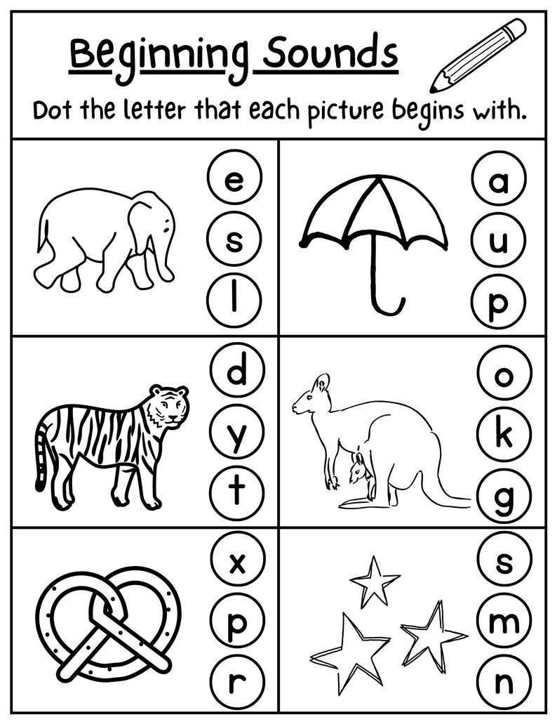 Beginning Sound Worksheets Alphabet Worksheet Letter Sounds - Etsy