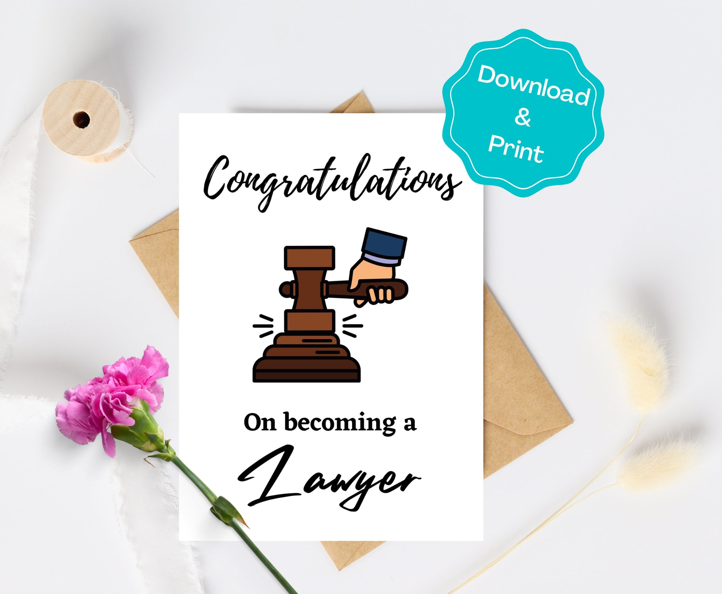 Lawyer Graduation Card Printable Congratulations on Etsy México