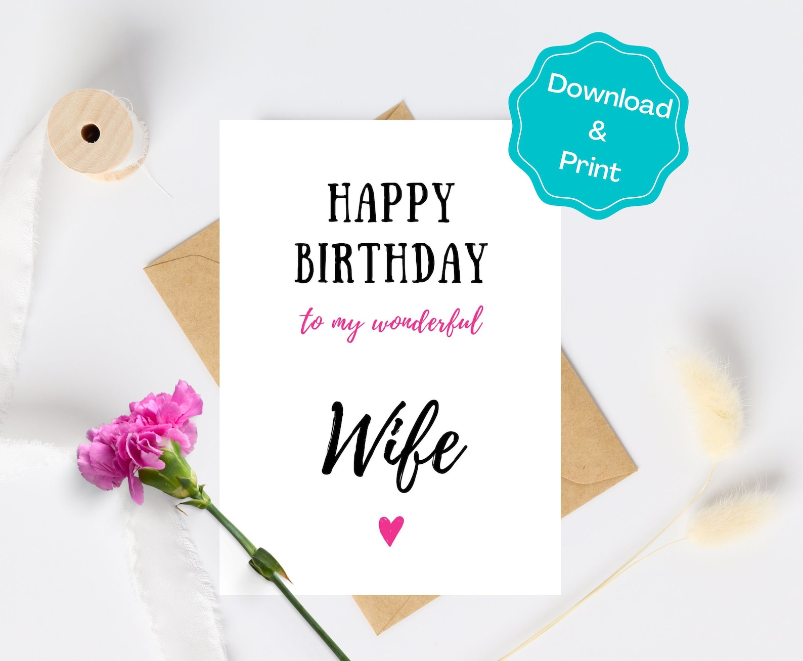 Wife Birthday Card Printable Birthday Card for Wife Instant Etsy